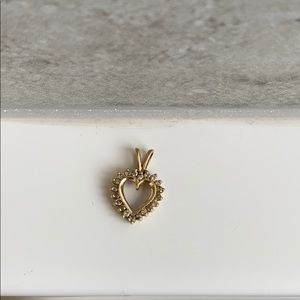 Small diamond and gold heart charm